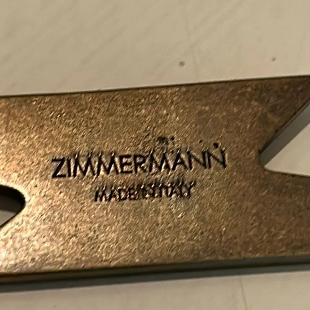 Zimmermann Red Lightning Bolt Keychain Bag Charm Bronze Tone Whimsical